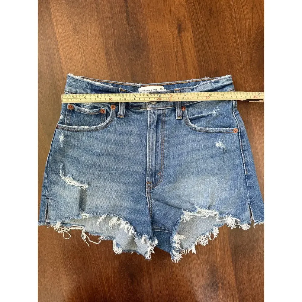Abercrombie & Fitch The Cutoff Shorts High Rise Medium Wash Sz 25/0 Casual Denim